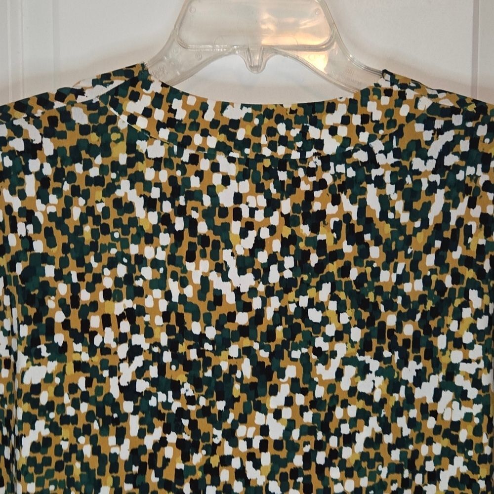 Kasper Green Gold Multi Print Stretch Sleeveless Blouse Tank Top - Picture 8 of 9